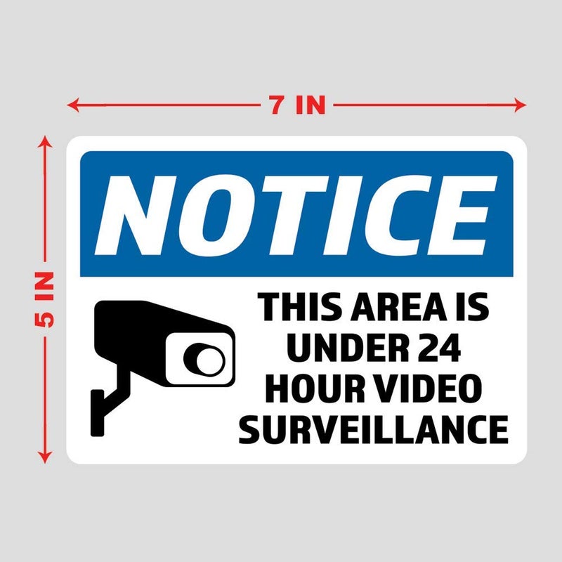 Decals, Home DÃ©cor, & More 2-Pack Notice 24 Hour Video Surveillance Vinyl Decal Sticker | 7-Inch by 5-Inch | Premium Quality Vinyl Decal | Laminated with UV Protective Laminate | PD2736 - Image 4